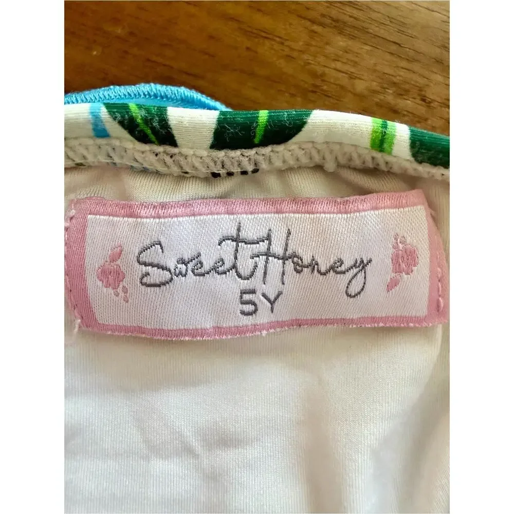 SweetHoney Girls Retro Tankini Remix Bright Peonies Bikini Two Piece 5 Blue Pink